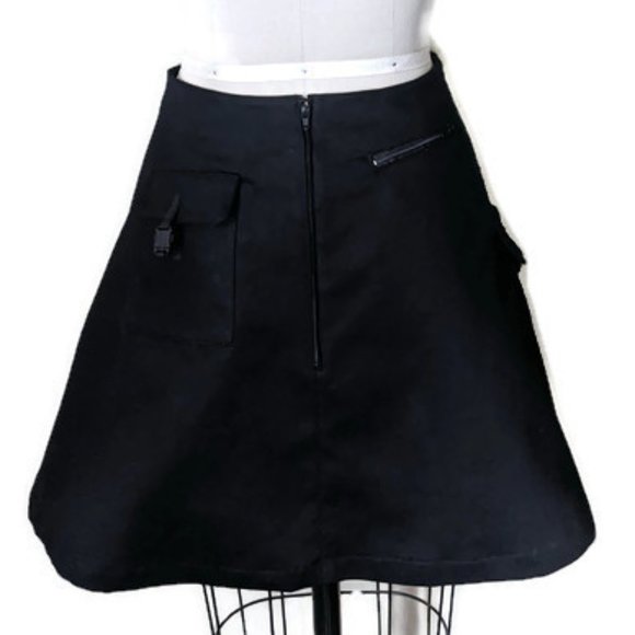 Black Organic Cotton Twill Cargo Skirt Size M - Picture 3 of 3